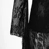 Vestidos casuais vestidos femininos elegantes vestido preto gótico de cor sólida de cor sólida de comprimento médio lolita renda de renda