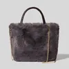 Shoulder Bags Plush Tote Chain Bag For Women 2024 Soft Fluffy Furry Luxury Designer Handbag Roman Vacation Fur Shoulders