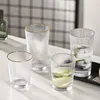 Weingläser japanische stripte hitzebeständige Glas transparentes Wasserbecher Heimnetz Prominente Ins Trinksaft trinken Saft