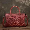 Bag Form Vintage Cow Leather Women 2024 Chinese Style Hand Painted Handbag Leisure Landscape Shoulder Messenger