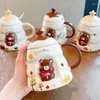 Tasses de secours ours de tasse en céramique tasse mignonne avec couvercle à la main Noël 3d couple tridimensionnel Coffee Home Water