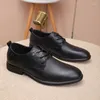 Casual Shoes Genuine Leather For Men's Spring Autumn Pointed Business Wedding Breathable Soft Soled Designer Loafers Black 66072