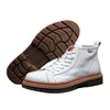 Casual Schuhe 23 Modetrend Herren Leder High-Top White Soft