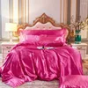 Beddengoed Sets Solid Color Luxury Kit Rayon Satijn Dekbedoverkap zacht Gezellig bed Linnen enkele dubbele quiltbedden