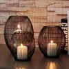 Candle Holders Creative Black Lantern Hollow Candlestick Vintage Iron Decoration Romantic Holder Birdcage Shape