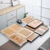 Tea Trays Pure Manual Bamboo Wood Tray Carving Borad Water Storage Chinese Set Decorated Square Tea-tray Household Tools