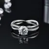 Cluster Rings GEM'S BALLET 1Ct VVS1 Moissanite Diamond Promise Engagement Jewelry 925 Sterling Silver 4 Prong Twist Ring