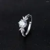 Klusterringar Zhen Cheng da 6.5mm Åtta hjärtan och pilar Simulerade diamantring 925 Pure Silverhigh Carclass Classicplatinum