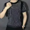 Men's T-Shirts S-5X Hot drill t-shirt European style Rhinestones mens short sleeve top quality man heavy industry T-shirt 2445