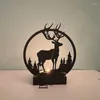 Candele Cancile Ornamenti creativi in ferro battuto nera metallico Candelabra Elk Christmas Glowing Decoration Crafts