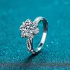 Cluster Rings JECIRCON 1ct Moissanite Diamond Ring For Women Korean Version Personality PT950 Platinum Wedding Band 925 Silver Jewelry