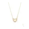 Hänge halsband nya valentiner gåva faux glitter abalone sten liten hjärta formad 3d harts skal mini kärlek druzy för kvinnor hängen dhhvi