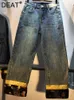 Женские джинсы Женщины с высокой талией золотой края манжеты вышивка прямой джинсовая джинсовая лодыжка штаны 2024 Осенняя мода 29L3730