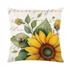 Sunflower Pillow Cover Linen Print Summer Bee Cushion Case Living Room Sofa Cushion Cover