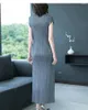 Casual Dresses SELLING Spring And Summer Miyake Pleated One-piece Dress Medium-long Stand Collar Sleeveless Straight IN STOCK