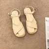 Kleiderschuhe geschlossener Zehen Sandalen verstopfen mit Fersenkomfort für Frauen 2024 Sommermedananzug weiblich beige dick vor Strand mittlerer Blac