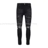 Purple Mens Jeans nödställda rippade Jean Slim Fit Motorcykelcyklist denim byxor för modedesigner byxor hiphop män