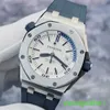 AP Brand Wristwatch Royal Oak Offshore Series 15710st White Dial 1/4 Blue Precision Steel Mens Transparent Automatyczne zegarek mechaniczny 42 mm