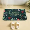 Banyo paspasları 40x60cm Polyester Yeşil Mutlu Noel Zemin Mat Yumuşak Slip Slip Halı Dekorasyon Halı Ev Hediyesi 2024