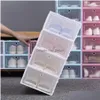 Caixas de armazenamento caixas engrossam plástico de plástico transparente caixa de pó Transparente Candy Color empilhável Organizer Drop Drop Home G Dhjde