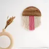 Tapestries Real Colorful Handmade Semi-circular Wooden Wall Hanging Modern Simple Tassel Decoration Style Living For Tapestry Bohemian Room