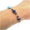 Pinos de olho de miçania sete pulseira de chakra Amethyst Lapis Tiger Stone natural anqitue ouro/sier Flores de flores Cap Spacer descobries handm dhk7m