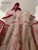 Casual Dresses Vintage Princess Sweet Girl Bow Red Strap Dress Summer Lolita Style Seeveless Print Lace Mesh Fluffy Long For Women