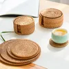 Tavolino da 8-20 cm Rattan Pad Coasters Ciotola da cucina Isolamento Isolamento Pochemat rotondi Coppa fatta a mano