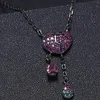 Chains Naturel Rhodolite Stone Ruby Pendant Heart Bijoux de gland 925 Collier en argent sterling pour les dames