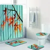 Mattes de bain 4pcs feuilles de pin banyo paspas salle de bain set anti-glissement