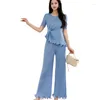 Pantalon de deux pièces pour femmes miyake costume de mode simple solide