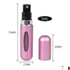 Bouteilles d'emballage en gros 5 ml rechargeables par bouteille de pulvérisation Aluminium atomiseur portable de voyage portable conteneur cosmétique pers