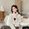 Scarves Women's Knitted Bow Short Warm Fur Scarf Thickened Rex Hair Sweet Temperament Winter Gift 2024