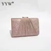 Evening Bags Fashion Satin Box Bag Party Clutch For Women Chain Shoulder Crossbody Elegant Pleated Formal Handbag