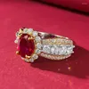 Anelli a grappolo Pansysen 925 Sterling Sterling 6x8mm Cut Ruby Ruby High Carbon Diamond Anello di fidanzamento Feeding Donne Donne Fine Gioielli all'ingrosso