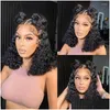 Perruques en dentelle Bob Wig Curly Ferming Human Heum Black Black Wet and Wavy Frontal Brésilien Water Wave Valette de livraison Drop Livraison OTC7S