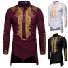 Herren lässige Hemden schwarzer Jugend All-Saison Universal Spot Stand Collar Print Shirt Saded Long Sleeve Plain