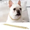 Dog Apparel Pet Puppy Chain Collar Punk Gold Cat Wide Necklace Adjustable