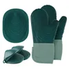5Pcs/Set Silicone Oven Mitts Pot Holders Heat Resistant Clip Mittens Waterproof Gloves Home Hot Pad Baking Grilling BBQ