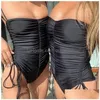 Swim Wear 2023 Hollow Out Swimwear Women Solid Color Pleated Y Sling Bikini Black Monokini Bathing Suit Summer Semester 230822 Drop de DH5WJ