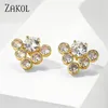 Stud -oorbellen Zakol schattig klein zirkoon voor vrouwen mode geometrische kristallen oorschelpen klassieke gouden kleur bruiloft charme sieraden