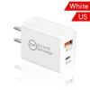 QC3.0 빠른 충전기 USB Type-C PD 빠른 충전 20W US EU 벽 플러그 듀얼 포트 5V/3A 9V/2A 12V/1.5A 핸드폰 태블릿