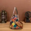 Bolsas de noite Lomantina Mulheres de couro real Flores de casca designer artesanato de retalhos de retalhos de mancha mensageiro genuíno