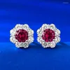 Boucles d'oreilles Spring Qiaoer 925 STERLING Silver Round Coupe 5 mm Sapphire Aquamarine Ruby Gemstone Gemle Flower Stodts Bijoux