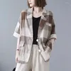 Women's Suits Korean Version Artistic Contrasting Plaid Suit Jacket 2024 Spring Retro Casual Double Pocket Patchwork Top For Women Blazer