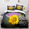 寝具セットヒマワリ羽毛布団カバーキングサイズ3Dネイチャー黄色の花のセットマイクロファイバー植物植物枕カバー付き