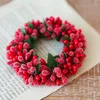 Candle Holders Simulated Red Berry Candlestick Garland Artificial Flower Plants Wreath Holder Ring Wedding Party Dining Table Decor