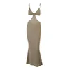 Basic & Casual Dresses Cutistation Faux Feather Hem Evening Dress For Women Single Strap Y Elegant Bodycon Maxi Tassels Green Luxury Otojd