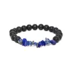 Strand Fyjs Unique fait à la main à la main de lave noire de 8 mm Perles rondes à forme irrégulière Amethystes Bracelet de gravier Lapis lazuli bijoux