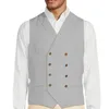 Mäns västar linne väst Slim Waistcoat platt krage ärmlös jacka dubbel bröst som sommarkläder kostymer blazer